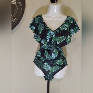 Tempt Me Women Ruffle One Piece Swimsuit Flounce Sleeve Swimwear VNeck Bathing s